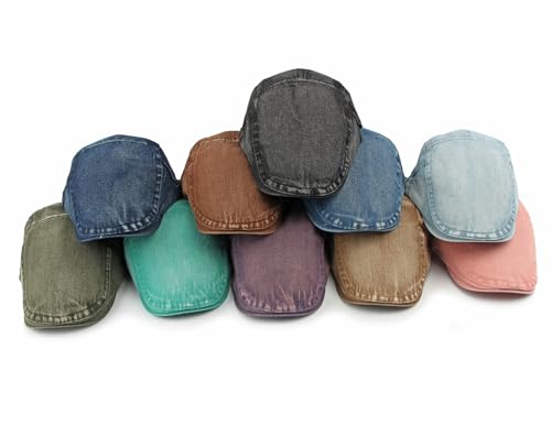 Cotton Newsboy Cap,Breathable Ivy Gatsby Cabbie Beret Hat for Men's Women Driving Hunting Golf - color: Denim Lake Blue