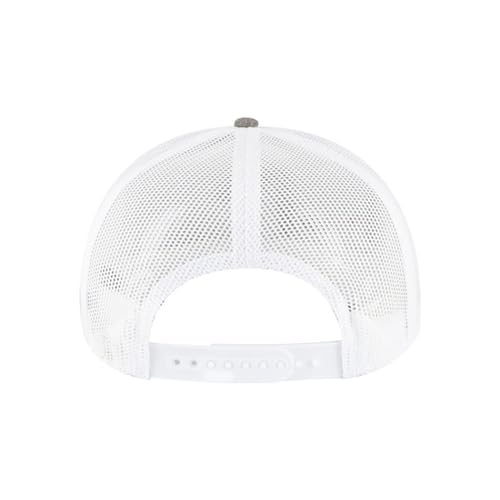 Ashen Fane 6 Panel Mid Profile Mesh Back Structured Trucker Adjustable Snapback Hat - color: Ch.gry/Ch.gry/Wht