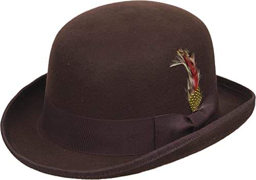 Kenny K Signature High Derby, Stylish, Classic Bowler Style Hat,100% Wool Felt WFDBH - color: Brown (B), size: X-Large