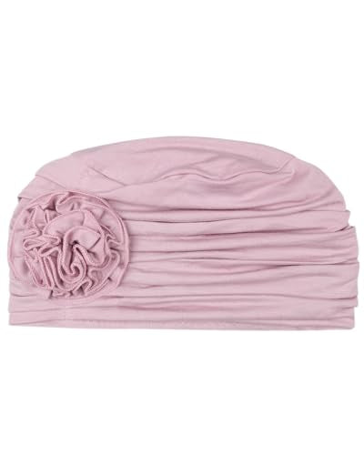 Alnorm Flower Design Chemo Hair Loss Caps Cancer Headwear for Women - color: Mauve