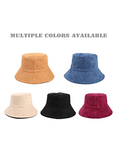 Trendy Fisherman Hats Double Side Wear Fishing Sun Hat Solid Color Bucket Hat Winter Reversible Packable Cap - color: Black