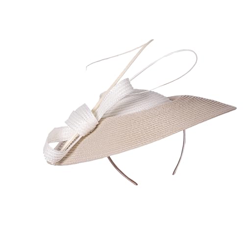 FADVES Fascinators Pillbox Hat Weddings Women Straw Fedora Vintage Sinamay Base Hats - color: Khaki