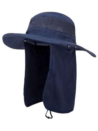 Fishing Hat, UPF 50+ Sun Cap with Detachable Mask - color: Royal Blue