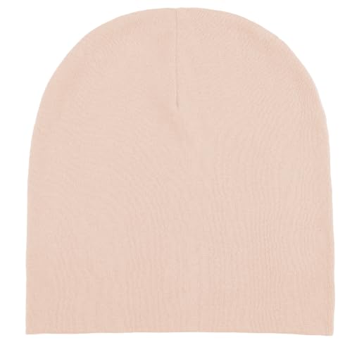 Thin 100% Cotton Fine-Knit Beanie Hat Slouchy Soft Chemo Skull Cap - color: 1-pink