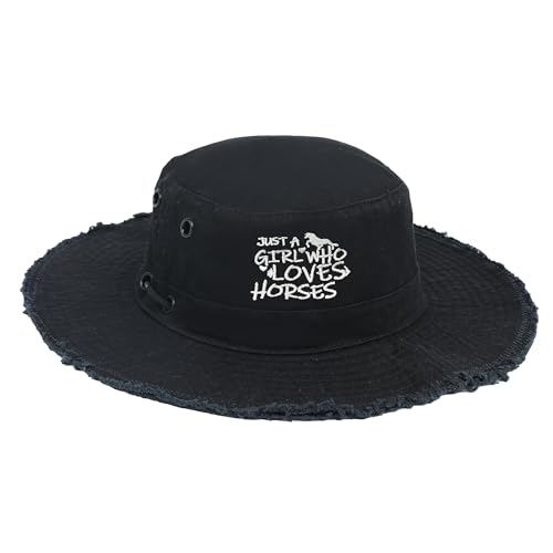 Bucket Hats Sun Hat UV Protection Packable Fishing Hats for Women Lightweight Hiking Hat - color: Just Girl Who Loves Horse
