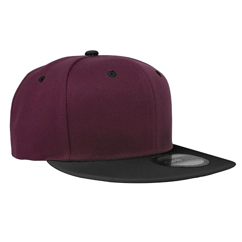 Gelante Snapback Hats for Men - Flat Bill Brim Baseball Cap Hat - Plain Blank Adjustable - color: Burgundy/Black