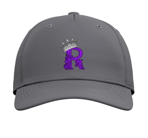 Purple Color Letter R Initial + Crown Purple Graphic Adjustable Baseball Hat - color: Slate Grey