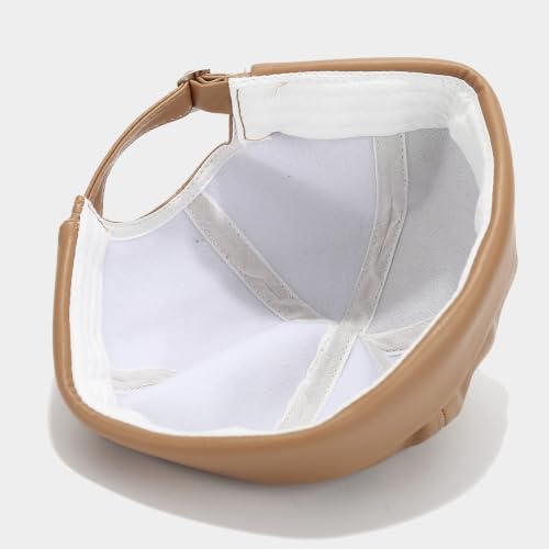 PU Leather Brimless Docker Cap with Adjustable Buckle - color: Khaki