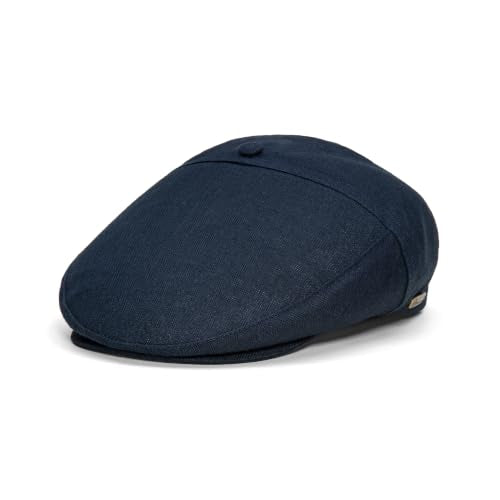 Sterkowski Swede Cap | 100% Linen Flat Cap For Men and Women | Super Airy 5 Panels Summer Cap without Lining - color: Navy Blue, size: 7 1/2
