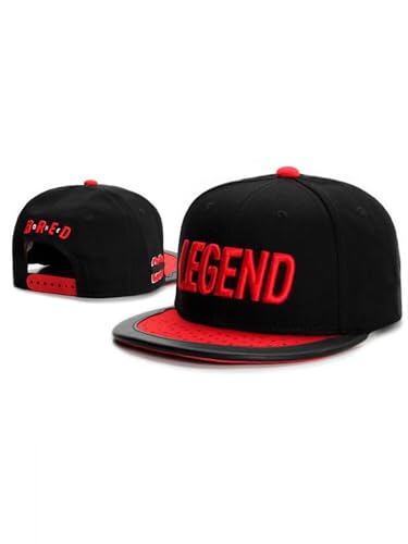 Legend Snapback Hat, Black and Red Flat Brim Baseball Cap