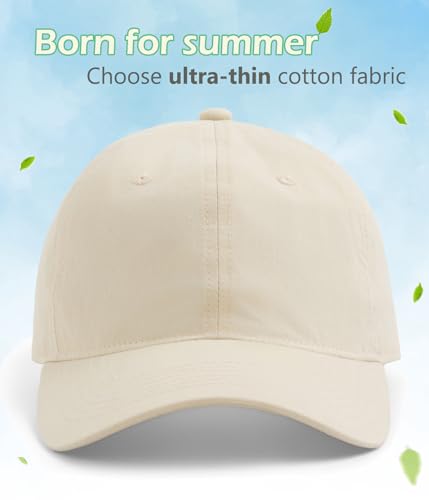 Hot Summer Baseball Cap, 35% Thinner Cotton Dad Hat Lightweight - color: Beige