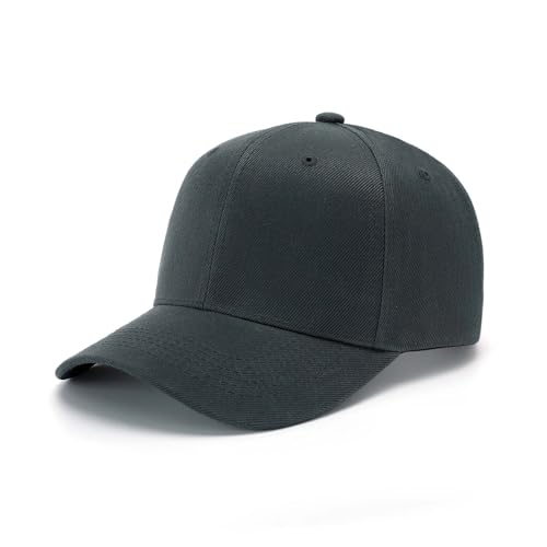 ZH Plain Adjustable Baseball Cap - Lot of 12 Unisex Blank Design Caps - color: Dark Gray
