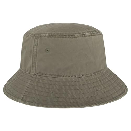 Ashen Fane Garment Washed Combed Cotton Twill Packable Lightweight Unisex Bucket Hat - color: Olive Green, size: Large