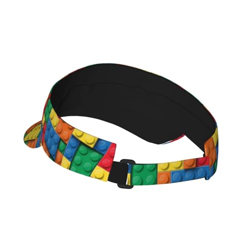 Sun Visor Hats Adjustable Open Top Sport Hat for Golf Women/Men - color: Colorful Building Blocks