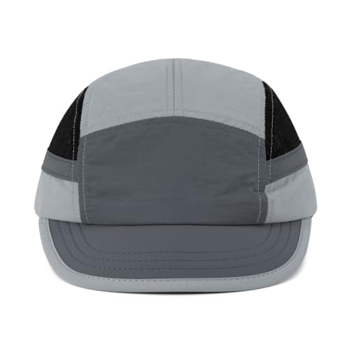 Clakllie Quick Dry 5 Panel Running Hat Breathable Mesh Hat Two-Tone Short Brim Hats Lightweight Baseball Cap Summer Sport Cap - color: Bs265p16-gray