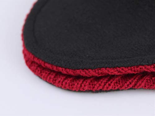 Connectyle Men's Knit Winter Hat with Ear Flaps Fleece Lined Beanie Warm Knitted Skull Cap Beanies Watch Hat - color: Red
