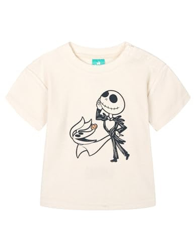 Disney Baby T-Shirt and Shorts Set with Bucket Hat Newborn to Infant - color: Cream Beige / Black, Jack Skellington, size: 6-9 Months