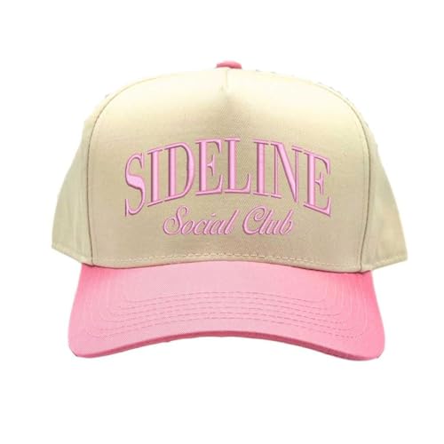 Sideline Social Club Two Tone Baseball Hat Unisex Baseball Cap for Streetwear, Tailgates, Rodeos & Festival Fashion - color: Natural Light Pink