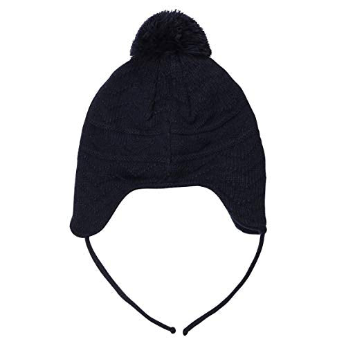 jerague Hats and Gloves Set for Kids Toddler Baby Girls Boys Warm Earflap Beanie Fleece Hats Mittens - color: Navy Blue, size: 1-3T