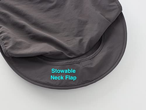 Home Prefer Outdoor UPF50+ Mesh Sun Hat Wide Brim Fishing Hat with Neck Flap Sun Hat for Men Women - color: Dark Gray