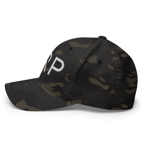 FX XRP Crypto Fitted Hat Embroidered Curved Bill Mid Crown Closed-Back Structured Twill Cap - color: Multicam Black, size: Small-Medium
