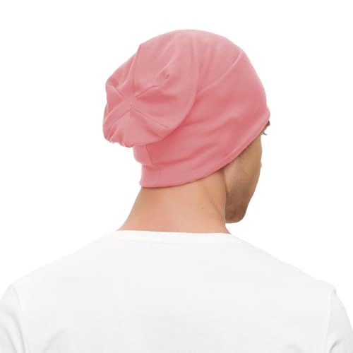 Unisex Slouchy Beanie Cotton Lightweight Beanie Hat Skull Cap Night Sleep Hat Hip-Hop Hat - color: Pale Pink