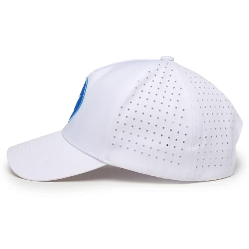 Funky Junque Mens High Crown Golf Hat, Performance Golf Cap - color: Crossed Golf Clubs - White