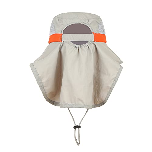 Kids Sun Hats UPF 50+ Sun Protection Hat for Kids with Neck Flap Adjustable Large Brim Beach Fishing Hat for Age 3-12 - color: Grey