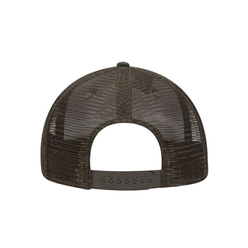 Ashen Fane 6 Panel Mid Profile Mesh Back Structured Trucker Adjustable Snapback Hat - color: Camo Dk.grn/Brn/Dk.oliv.grn.