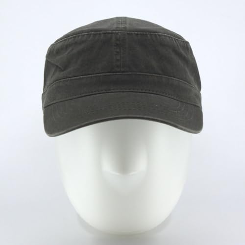 The Vintage Year Heavy Stitch Washed Cotton Cadet Hat Military Army Cap - color: Dark Olive Green, size: One Size
