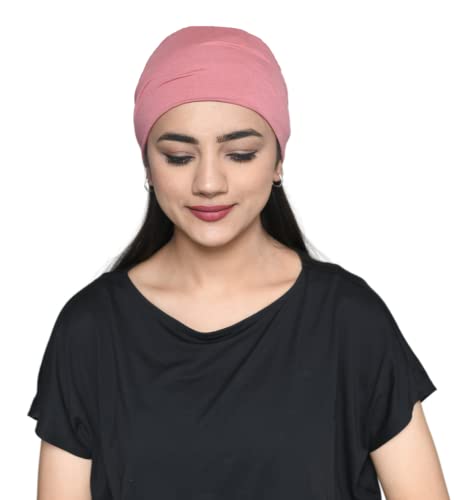 Chemo Hats Solid Sleep Cap Women's Bamboo Soft Headwear Cancer Cap Chemo Headwear Women - color: Duskey Rose