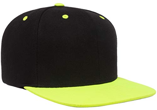 Flexfit Unisex Adult Yp Classics Premium Snapback Cap – 2-Tone - color: Black/Neon Green