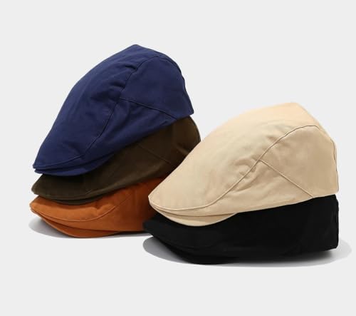 Quanhaigou Men's Cotton Flat Ivy Gatsby Newsboy Driving Hat Adjustable Irish Cabbie Ivy Driving Hunting Cap - color: Breathable Black