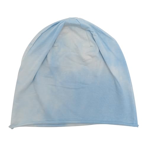 ZLYC Cotton Thin Slouchy Beanie Hat for Men Women Stretch Skull Cap - color: Tie Dyed Light Blue, size: One Size