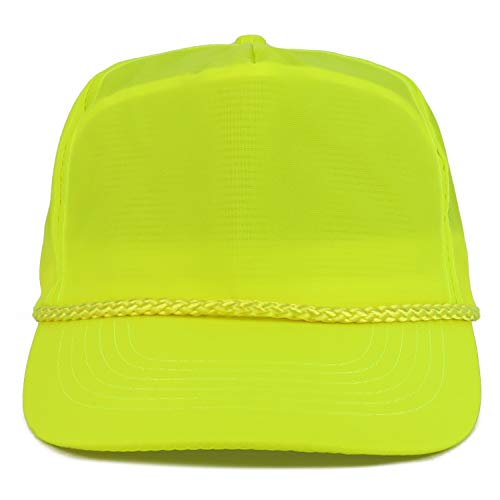 Armycrew 5 Panel Neon Color Nylon Crinkle Cap with Rope Band - color: Neon Yellow