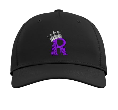 Purple Color Letter R Initial + Crown Purple Graphic Adjustable Baseball Hat - color: Black
