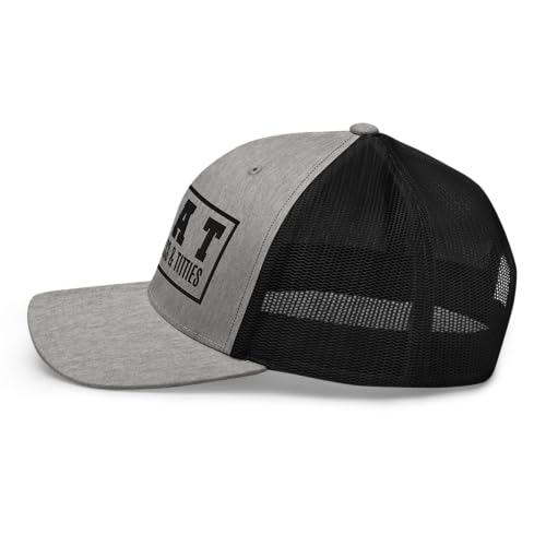NG Boat Bring Out Ass and Titties Curved Bill Trucker Hat Mid Crown Adjustable Funny Adult Humor Cap - color: Heather/ Black