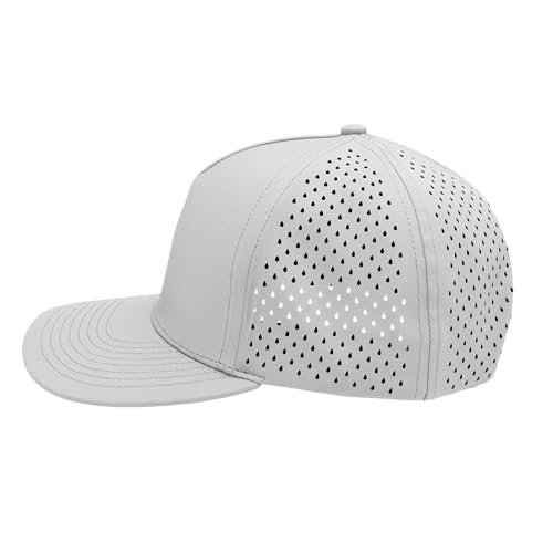 Gilbert Performance 5‑Panel Snapback Hat – Adjustable Flat Bill Cap, Breathable Mesh, Water‑Repellent Fabric, Unisex - color: Light Grey