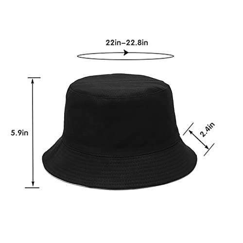 Unisex Bucket Hat Beach Sun Hat Aesthetic Fishing Hat for Men Women Teens, Reversible Double-Side-Wear - color: Black White
