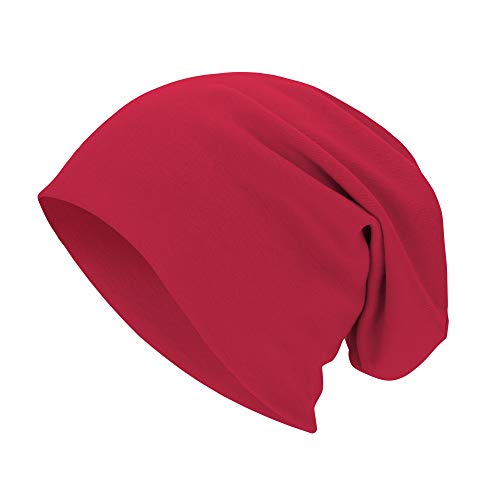 Unisex Slouchy Beanie Cotton Lightweight Beanie Hat Skull Cap Night Sleep Hat Hip-Hop Hat - color: Red & Black