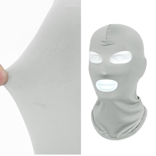 2Pcs Full Face Mask,2Hole/3Hole Black Thin Balaclava Seamless Mask - color: 3 Hole Black+light Grey