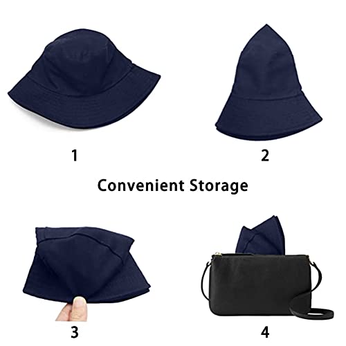 Unisex Bucket Hat Beach Sun Hat Aesthetic Fishing Hat for Men Women Teens, Reversible Double-Side-Wear - color: Navy Blue