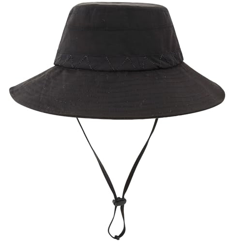 Moon Kitty Men's Sun Hat UPF 50+ Wide Brim Bucket HatAdjustable Nylon Fishing Hiking Boonie Hat for Large Heads - color: Black