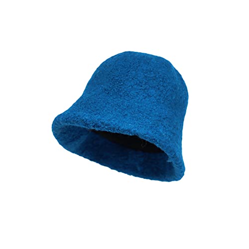 WITHMOONS Wool Winter Floppy Short Brim Womens Bucket Hat Cloche Hat YZB0132 - color: Blue
