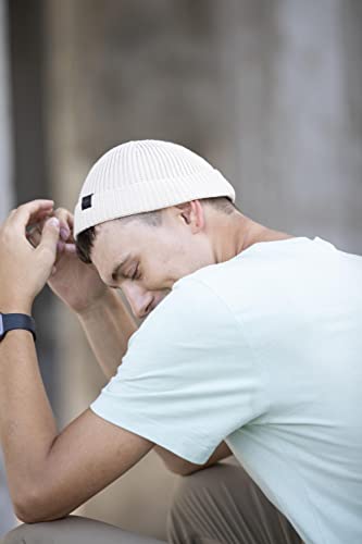 Fisherman Beanie Hats for Men Women,Knit Trawler Skull Cap,Watch Cap,Spring Fall Winter Warm Short Hats - color: (Cotton)-beige-m
