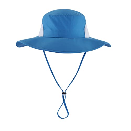 Home Prefer Outdoor UPF50+ Mens Sun Hat with Neck Flap Womens UV Protection Hat Wide Brim Safari Fishing Hiking Gardening Hat - color: Blue