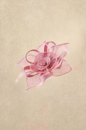 BABEYOND Fascinator Hats for Women Linen Flower Feather Tea Party Derby Hat - color: Pink