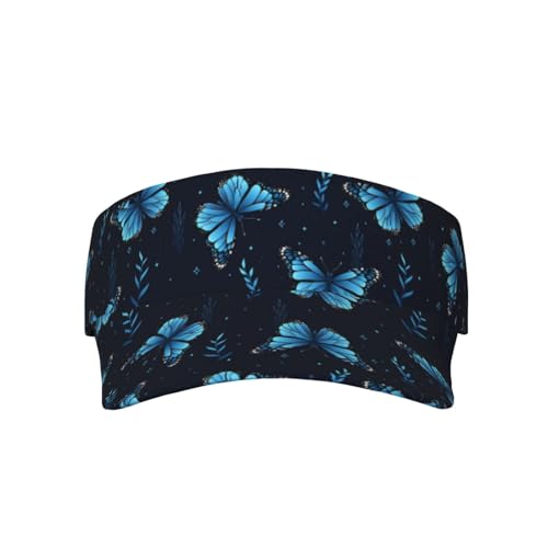 Sports Sun Visor Hats-Adjustable Visor Cap-for Women and Men-for Running, Tennis, Golf - color: Butterfly Blue and White