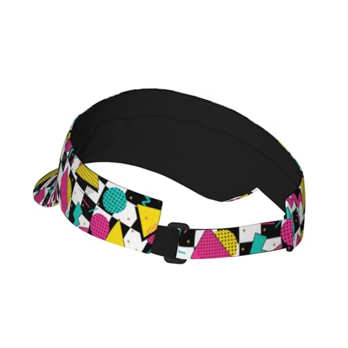 Sports Sun Visor Hat for Men Women, Adjustable Breathable Golf Tennis Cap - color: Retro 80s 90s Memphis Style