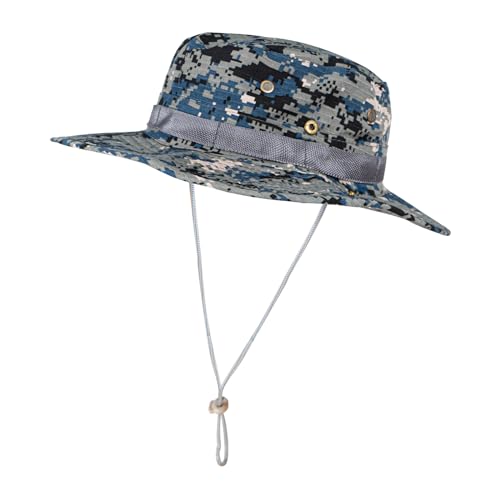 Rosoz Sun Hats for Men Women Bucket Hat UPF Protection Wide Brim Boonie Hat - color: 1pack-blue Digital